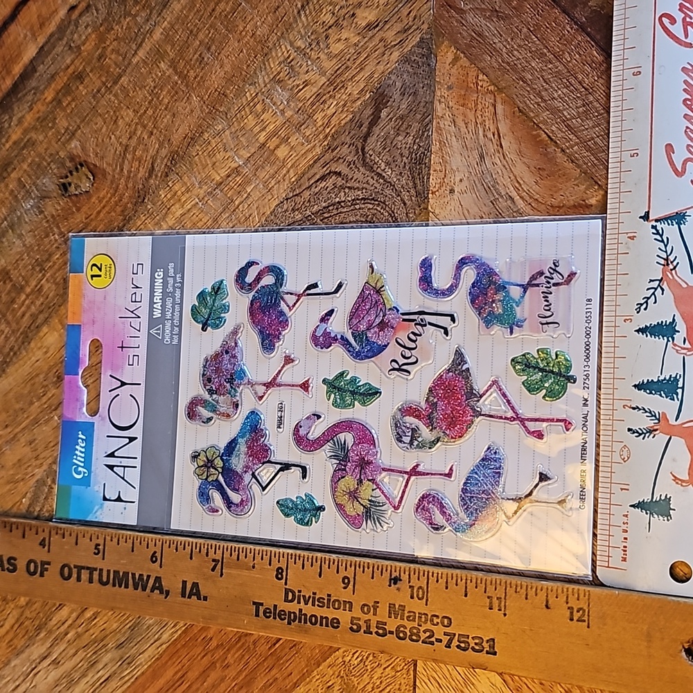 Glitter pink flamingo stickers sealed sheet